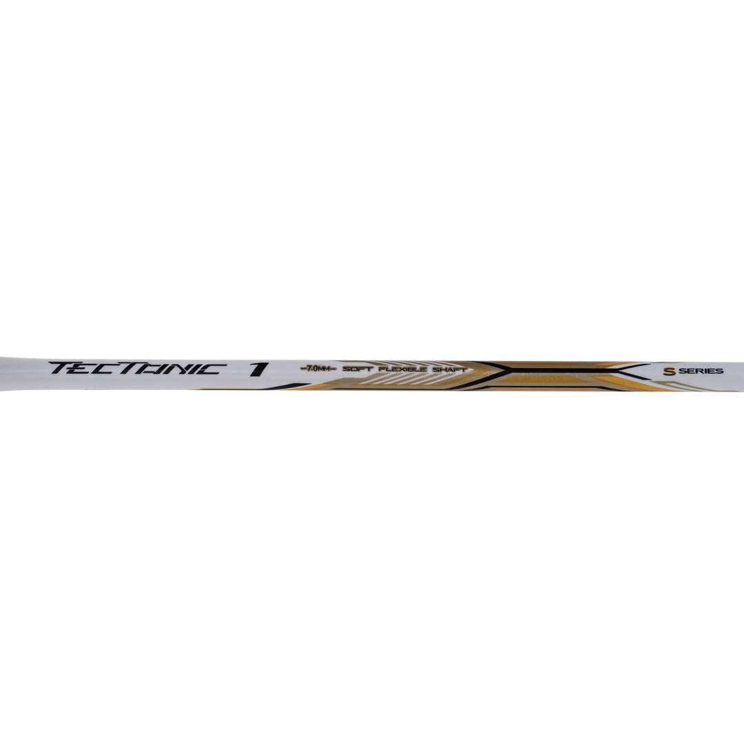 Close up of Li-ning Tectonic 1S Badminton racket shaft