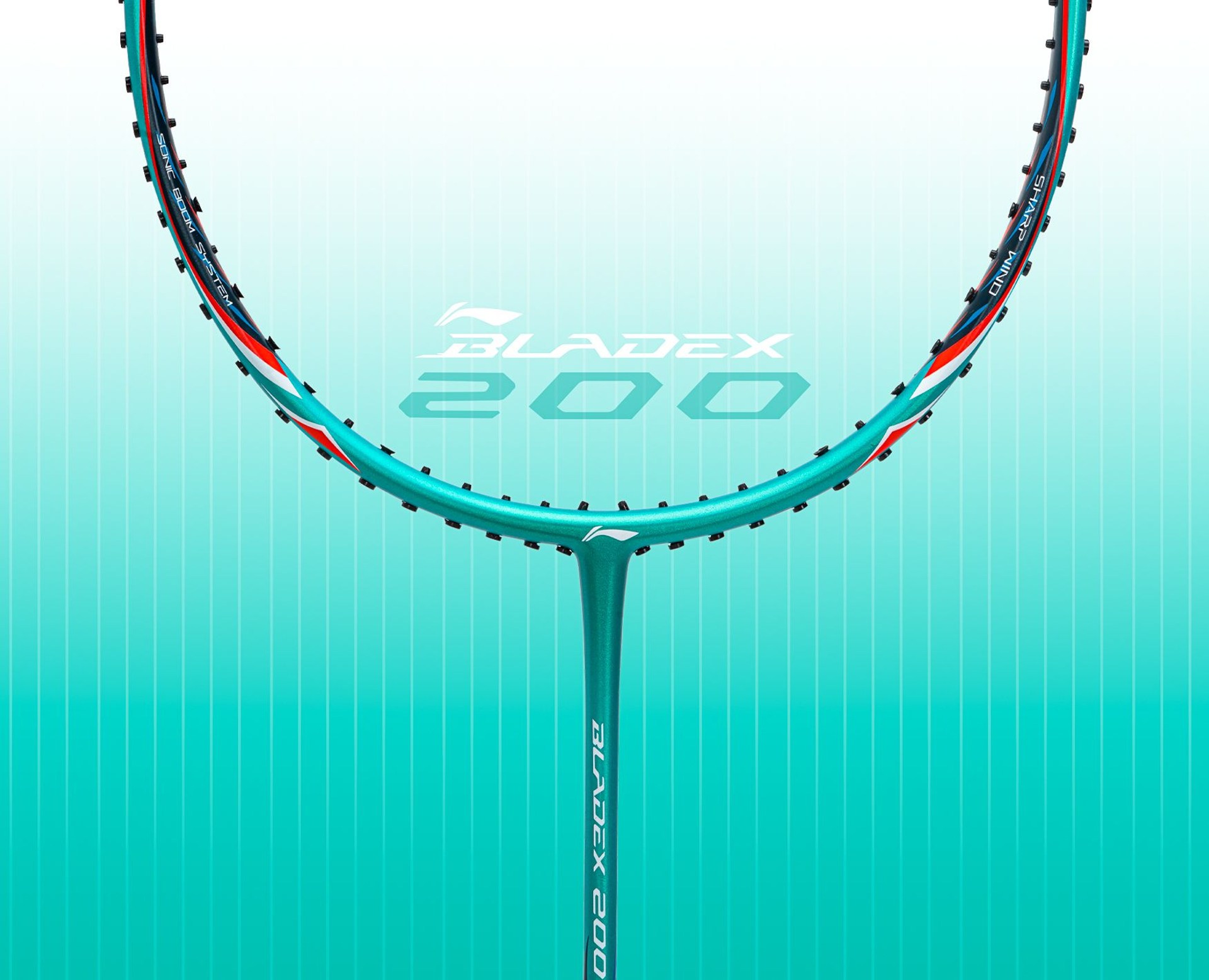 Close up view of Blade X 200 Badminton racket frame by Li-Ning Studio