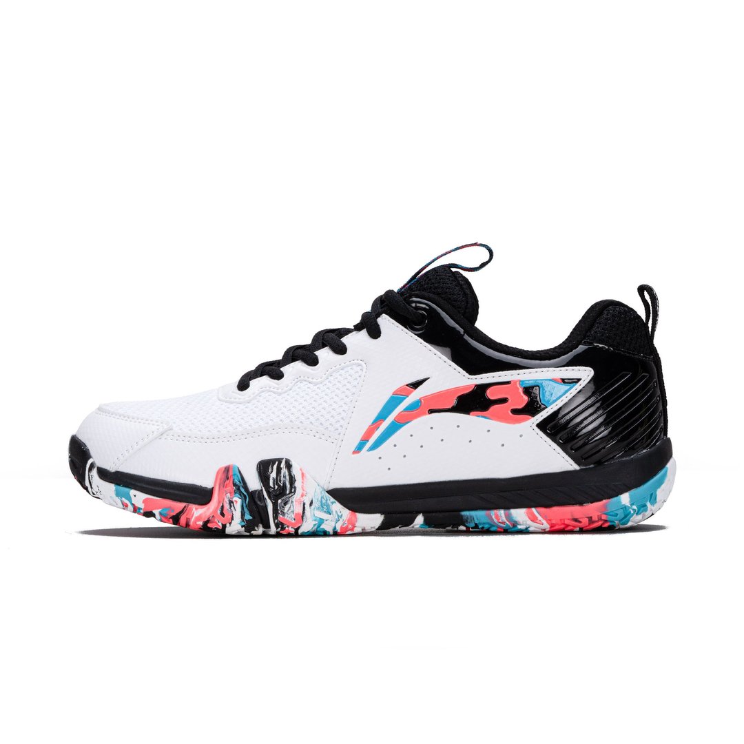 Li-Ning Saga Lite 9  Non Marking Badminton Shoes (White/Black/Orange/Blue)