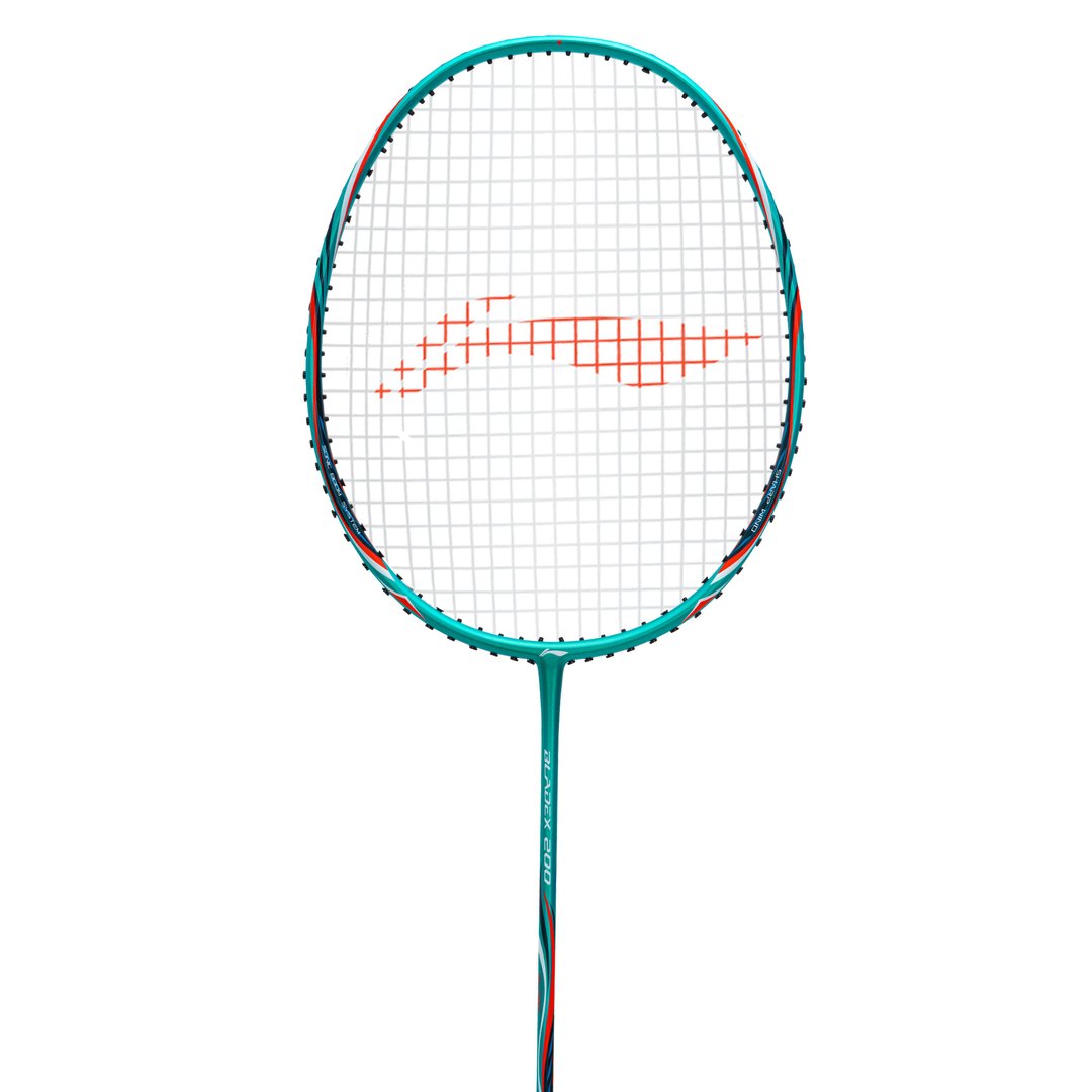 Close up of BladeX 200 3U Badminton racket head by Li-ning studio