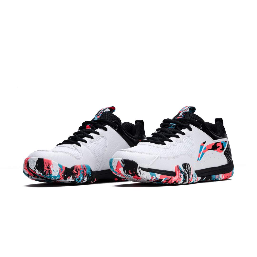 Li-Ning Saga Lite 9  Non Marking Badminton Shoes (White/Black/Orange/Blue)