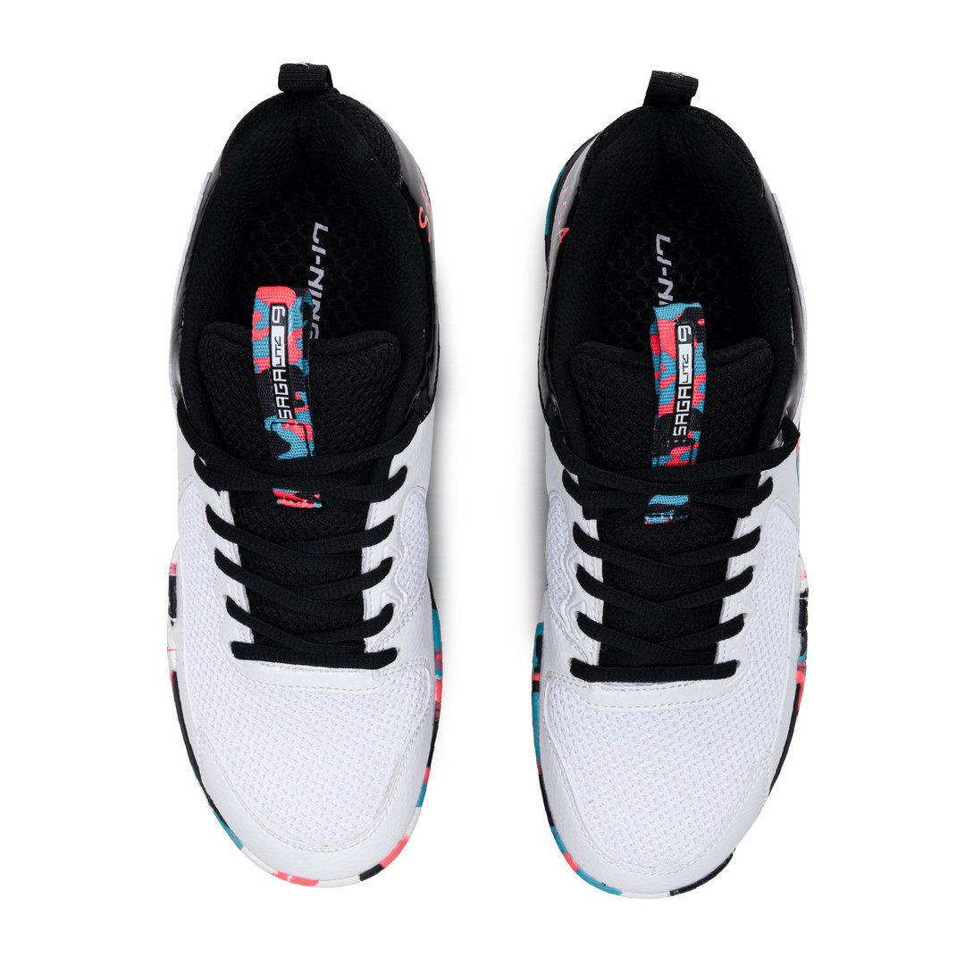 Li-Ning Saga Lite 9  Non Marking Badminton Shoes (White/Black/Orange/Blue)