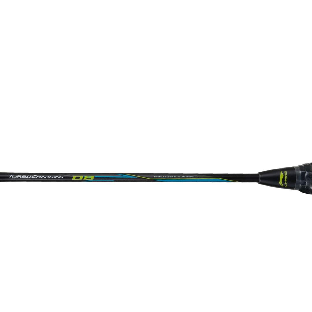 Close up of Turbo Charging 08 Badminton racket shaft by Li-ning studio