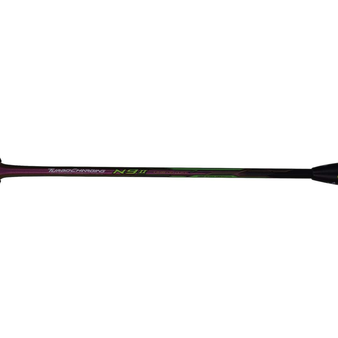 Close up of Turbo Charging N9 II Badminton racket shaft by Li-ning studio